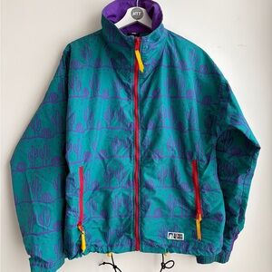 Vintage Sierra Designs Teal and Purple Cactus AOP Jacket